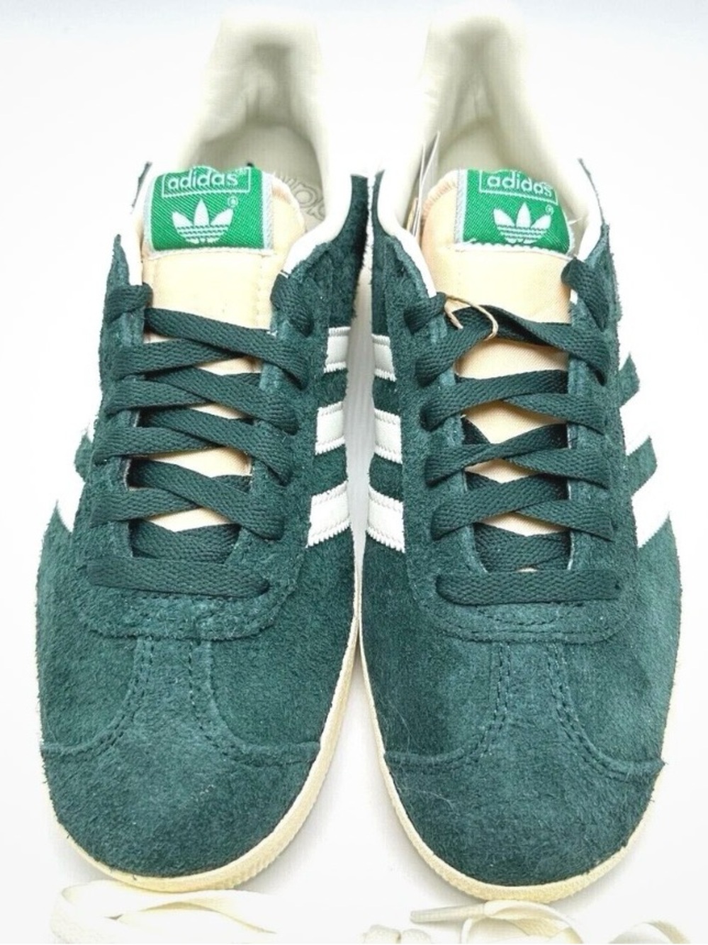 adidas Originals Men’s Dark Green Suede Gazelle Sneakers with White Stripes